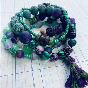 Boho/Bohemian Handmade Bracelets w/ Essential Oil Lava Beads & Tassel
